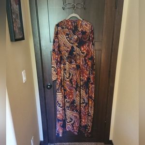 NWOT Women's Boohoo Paisley Floral Peasant Hippie Boho Chiffon Dress Size 12 US